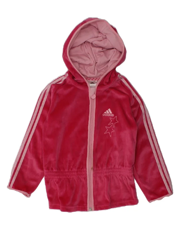 men's slim knit sweaters -ADIDAS Girls Velour Zip Hoodie Sweater 3-4 Years Pink Polyester