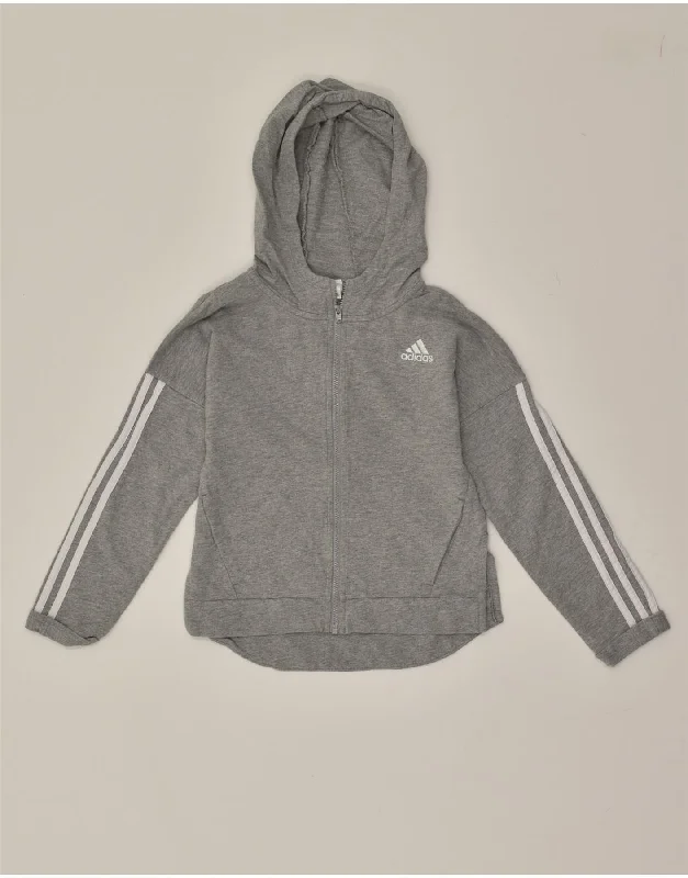 men's casual pullover sweaters -ADIDAS Girls Zip Hoodie Sweater 10-11 Years Grey