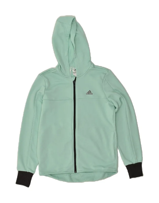 men's warm knitwear sweaters -ADIDAS Girls Zip Hoodie Sweater 13-14 Years Green Polyester