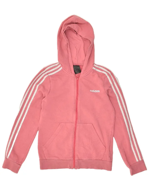 men's thick knit pullovers -ADIDAS Girls Zip Hoodie Sweater 13-14 Years Pink Cotton