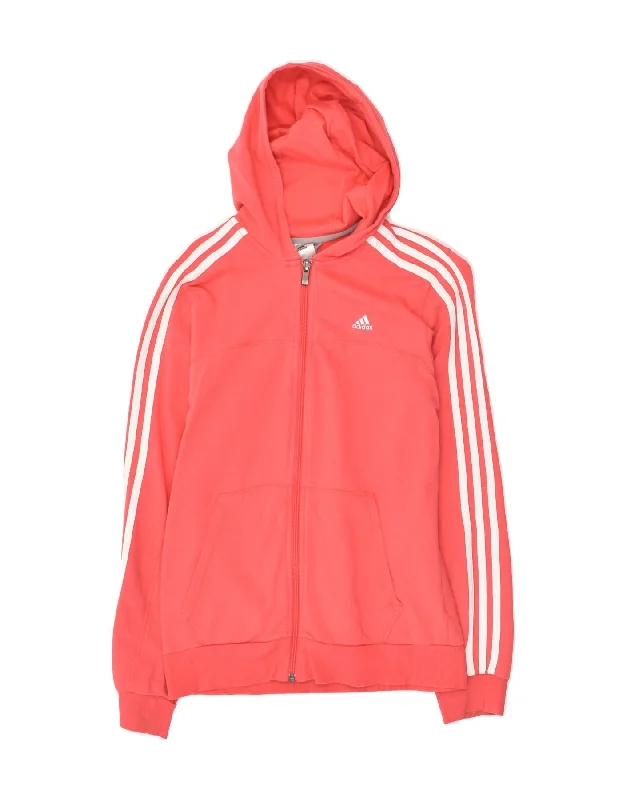 men's stylish sweaters -ADIDAS Girls Zip Hoodie Sweater 13-14 Years Pink Cotton