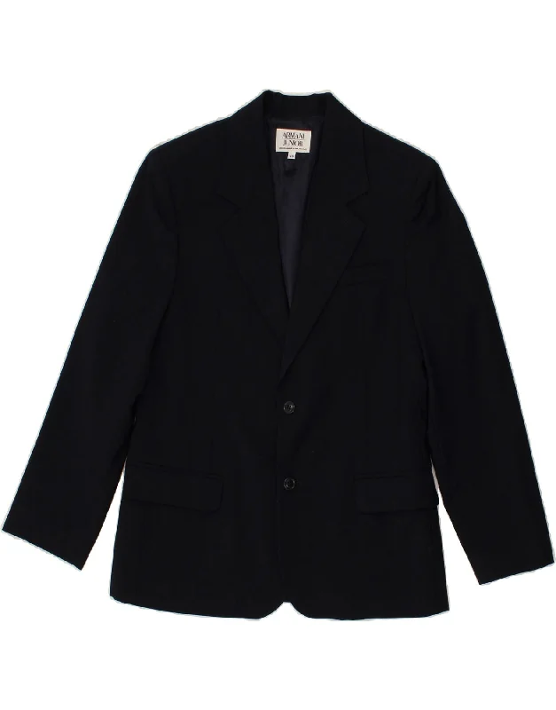 men's sporty jackets -ARMANI JUNIOR Boys 3 Button Blazer Jacket 12-13 Years Navy Blue Viscose