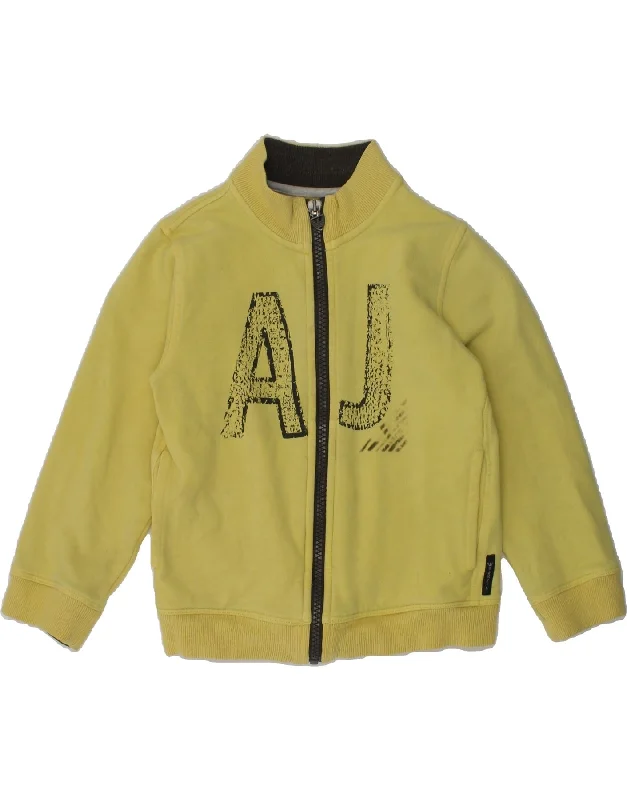 men's outerwear jackets for hiking -ARMANI JUNIOR Boys Graphic Tracksuit Top Jacket 3-4 Years Yellow Cotton