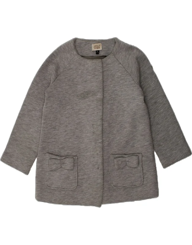 men's outdoor sweaters -ARMANI JUNIOR Girls Cardigan Sweater 4-5 Years Grey Cotton