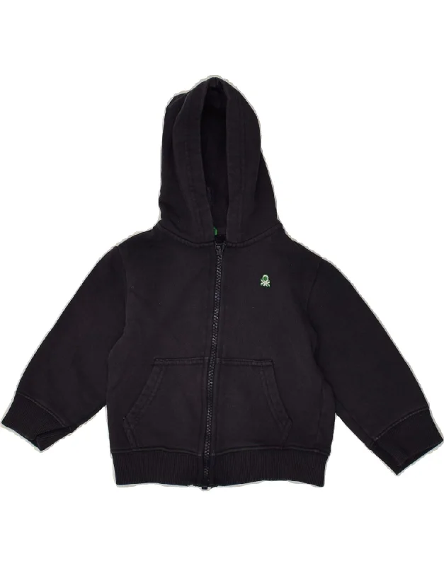 men's cotton sweaters -BENETTON Baby Boys Zip Hoodie Sweater 12-18 Months Black