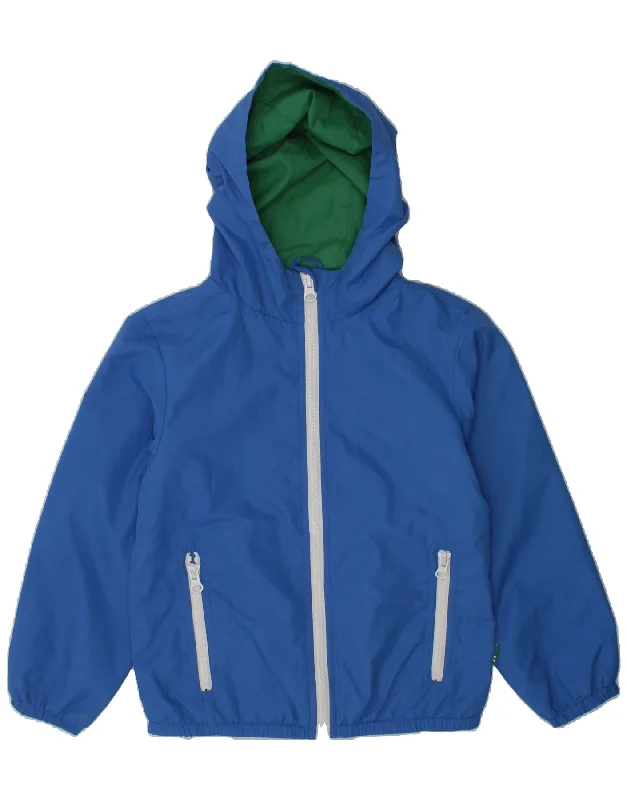 men's athletic jackets -BENETTON Boys Hooded Rain Jacket 4-5 Years XS Blue Polyester