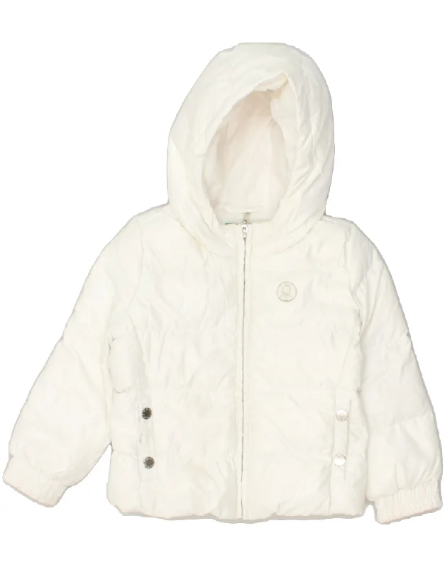 men's outdoor adventure jackets -BENETTON Girls Hooded Padded Jacket 6-7 Years White