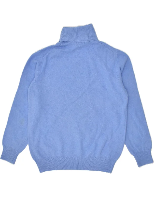 men's stylish cardigans -BENETTON Girls Roll Neck Jumper Sweater 15-16 Years Medium Blue Wool