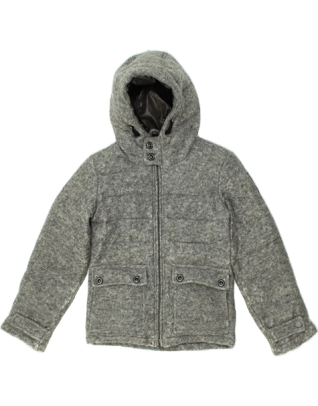 men's warm parkas for winter -BOMBOOGIE Boys Hooded Windbreaker Jacket 7-8 Years Grey