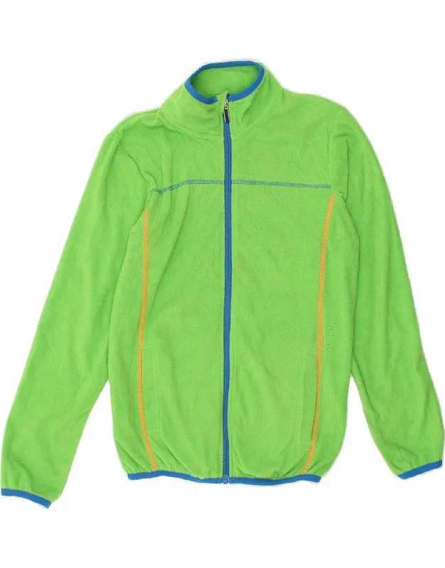 men's long sleeve jackets -BRUGI Boys Fleece Jacket 11-12 Years Green Polyester