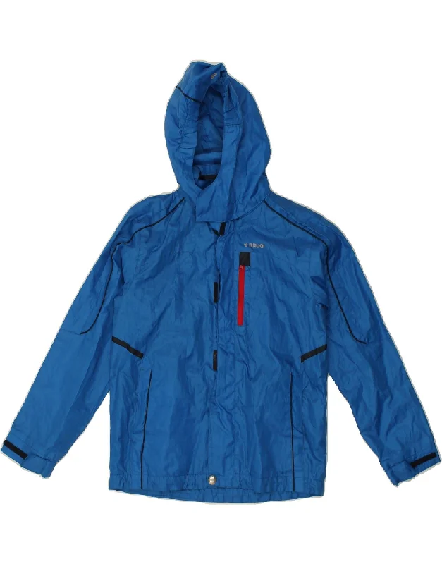 men's tailored jackets -BRUGI Boys Hooded Rain Jacket 10-11 Years Blue Polyester