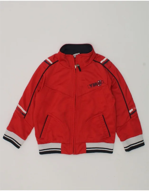 men's outdoor jackets -BRUGI Boys Tracksuit Top Jacket 3-4 Years Red Polyester