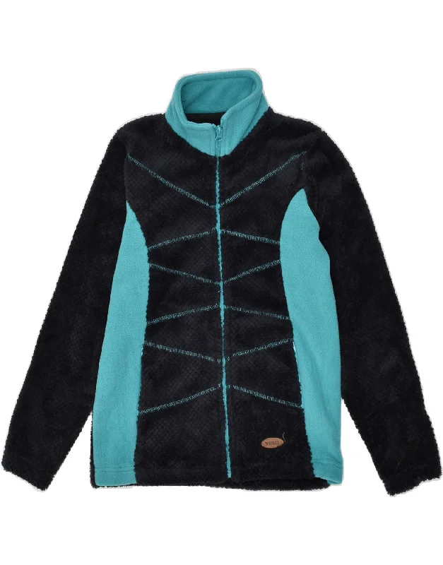 men's athletic jackets for outdoor -BRUGI Girls Fleece Jacket 11-12 Years Black Colourblock Polyester