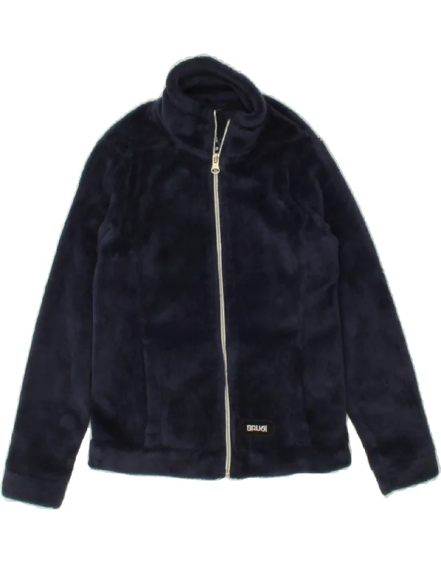 men's tailored jackets -BRUGI Girls Fleece Jacket 7-8 Years Navy Blue Polyester