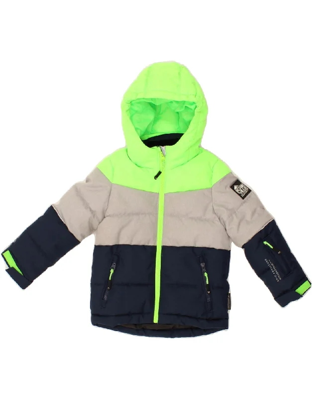 men's parka jackets for cold weather -C&A Boys Hooded Padded Jacket 3-4 Years Navy Blue Colourblock Polyester