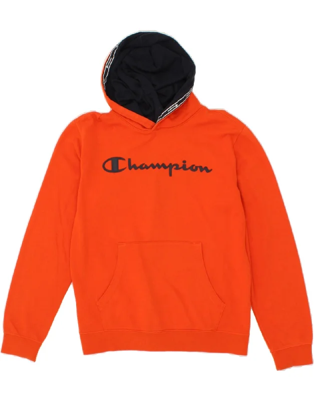 men's printed graphic sweatshirts -CHAMPION Boys Graphic Hoodie Jumper 15-16 Years 2XL Red Cotton