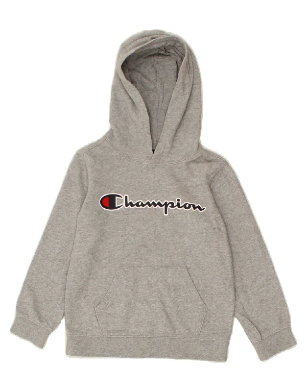 men's casual hoodies with stripes -CHAMPION Boys Graphic Hoodie Jumper 5-6 Years XS Grey