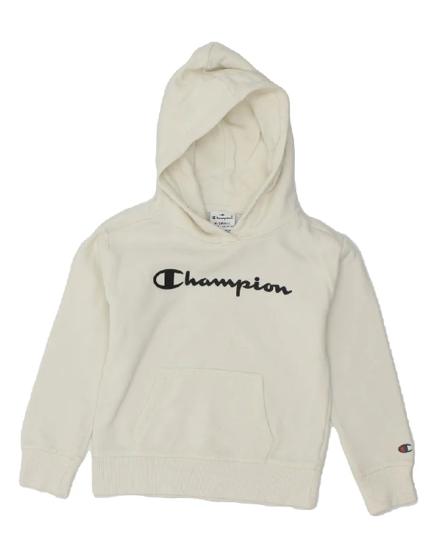 men's casual hoodies -CHAMPION Boys Graphic Hoodie Jumper 5-6 Years XS White Cotton