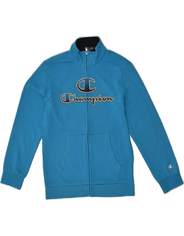 men's high-performance jackets -CHAMPION Boys Graphic Tracksuit Top Jacket 11-12 Years Large  Blue Cotton