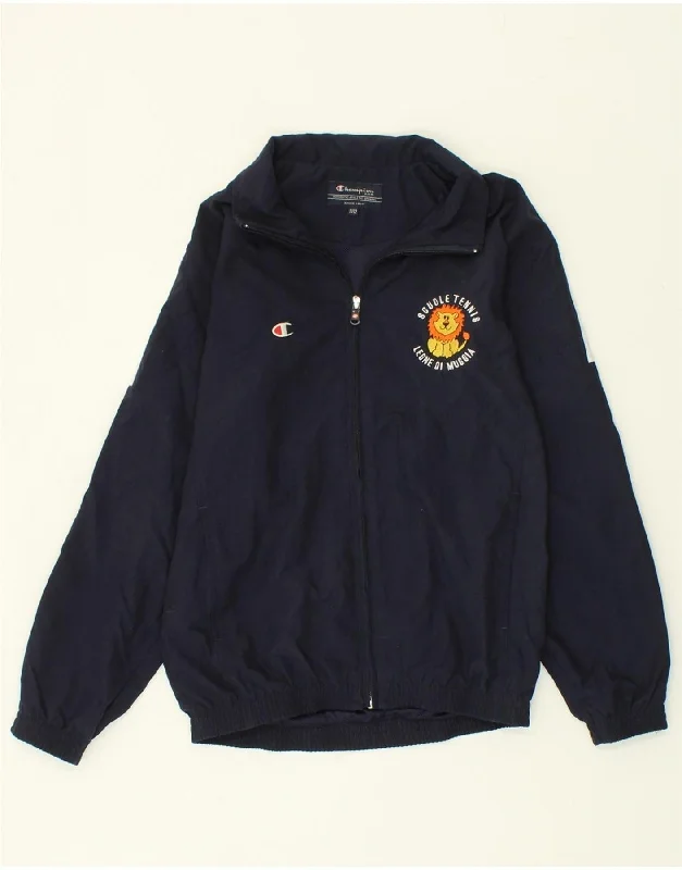 men's work jackets -CHAMPION Boys Graphic Tracksuit Top Jacket 11-12 Years Navy Blue