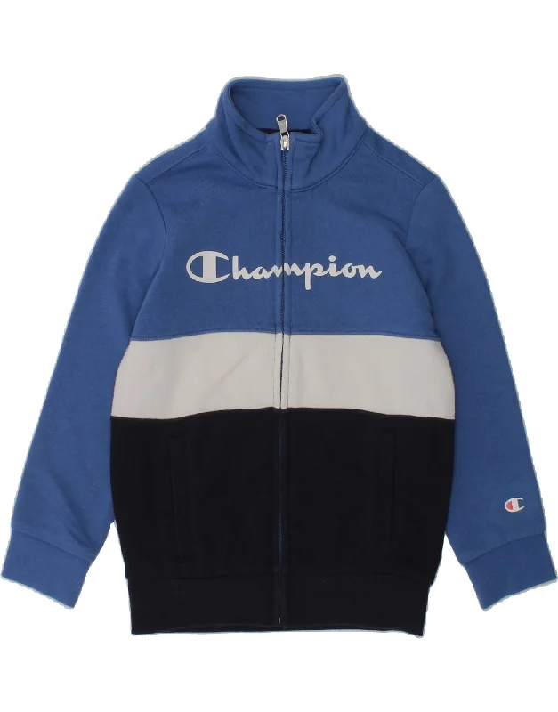 men's insulated jackets -CHAMPION Boys Graphic Tracksuit Top Jacket 3-4 Years 2XS Blue Colourblock