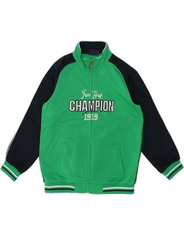 men's slim-fit jackets for work -CHAMPION Boys Graphic Tracksuit Top Jacket 7-8 Year Small  Green