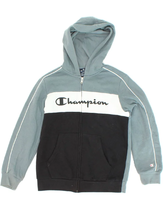 men's winter sweaters -CHAMPION Boys Graphic Zip Hoodie Sweater 11-12 Years Large Blue