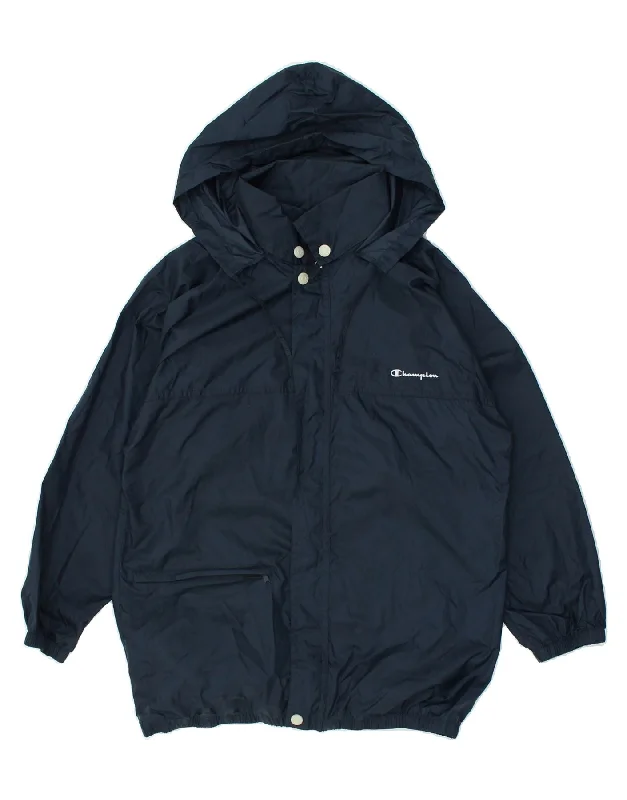 men's insulated jackets for snow -CHAMPION Boys Hooded Rain Jacket 11-12 Years Navy Blue