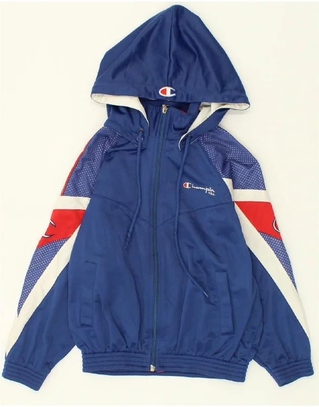 men's military jackets -CHAMPION Boys Hooded Tracksuit Top Jacket 5-6 Years XS Navy Blue