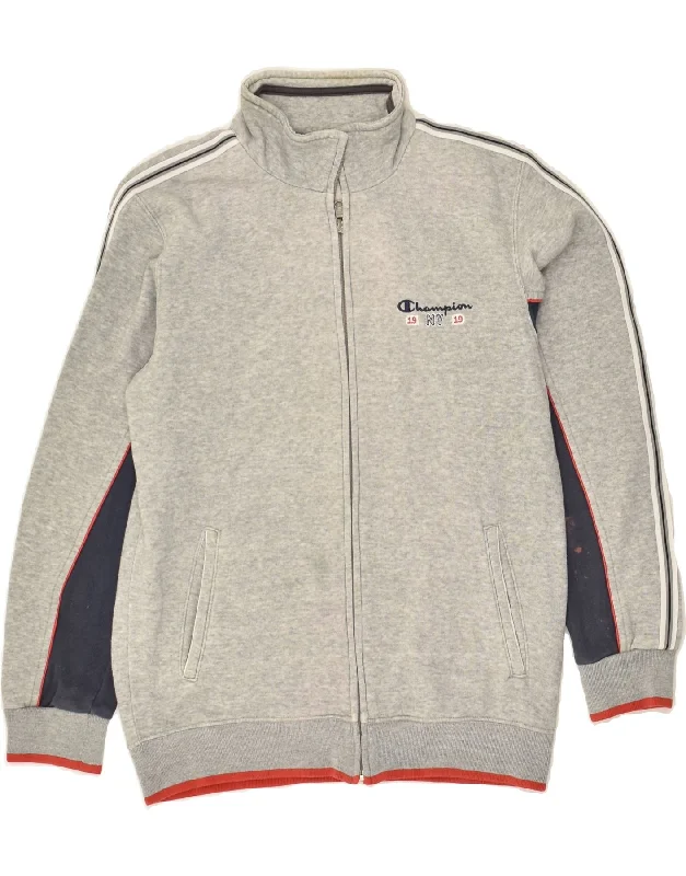 men's quilted jackets for winter -CHAMPION Boys Tracksuit Top Jacket 11-12 Years Large  Grey Colourblock