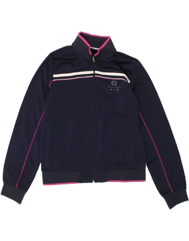 men's lightweight jackets for travel -CHAMPION Girls Graphic Tracksuit Top Jacket 11-12 Years Navy Blue