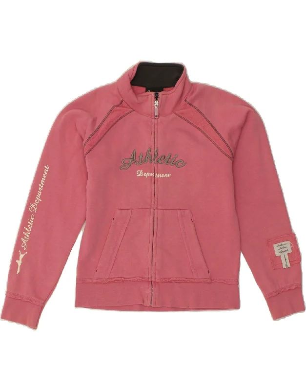 men's wind-resistant jackets -CHAMPION Girls Graphic Tracksuit Top Jacket 9-10 Years Medium Pink Cotton