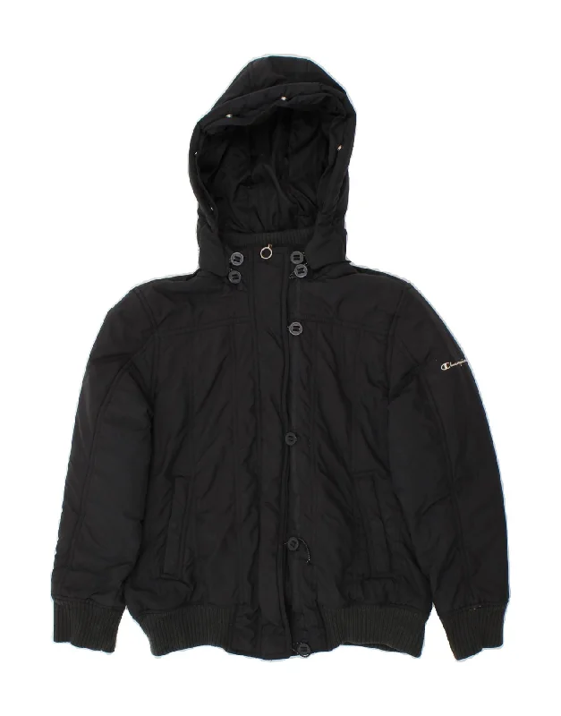 men's professional jackets -CHAMPION Girls Padded Jacket 11-12 Years Large Black Polyester