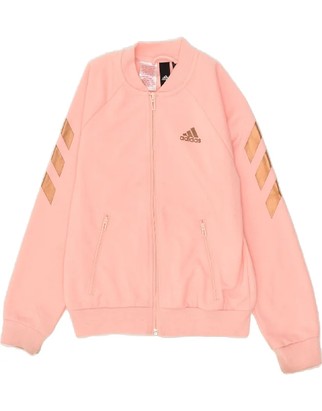 men's leather jacket with lining -CHAMPION Girls Tracksuit Top Jacket 9-10 Years Pink Polyester