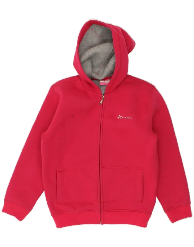 men's oversized sweaters -CHAMPION Girls Zip Hoodie Sweater 11-12 Years Large Red Cotton