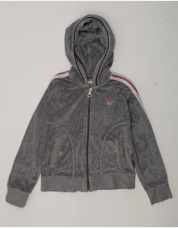 men's stylish winter sweaters -CHAMPION Girls Zip Hoodie Sweater 7-8 Years Small  Grey