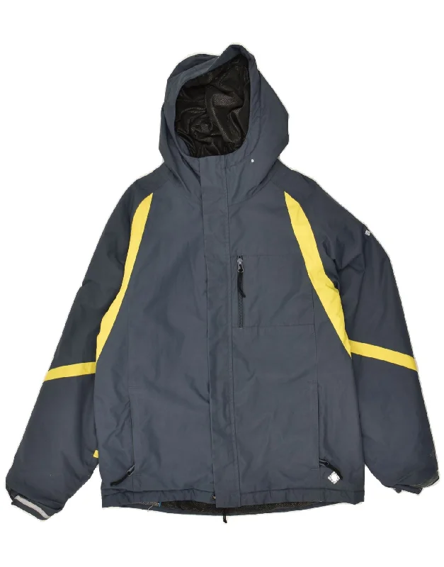 men's padded jackets -COLUMBIA Boys Hooded Rain Jacket 14-15 Years Grey Nylon