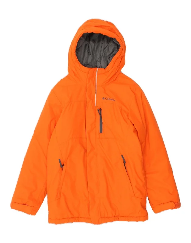 men's casual jackets -COLUMBIA Boys Hooded Windbreaker Jacket 10-11 Years Medium Orange