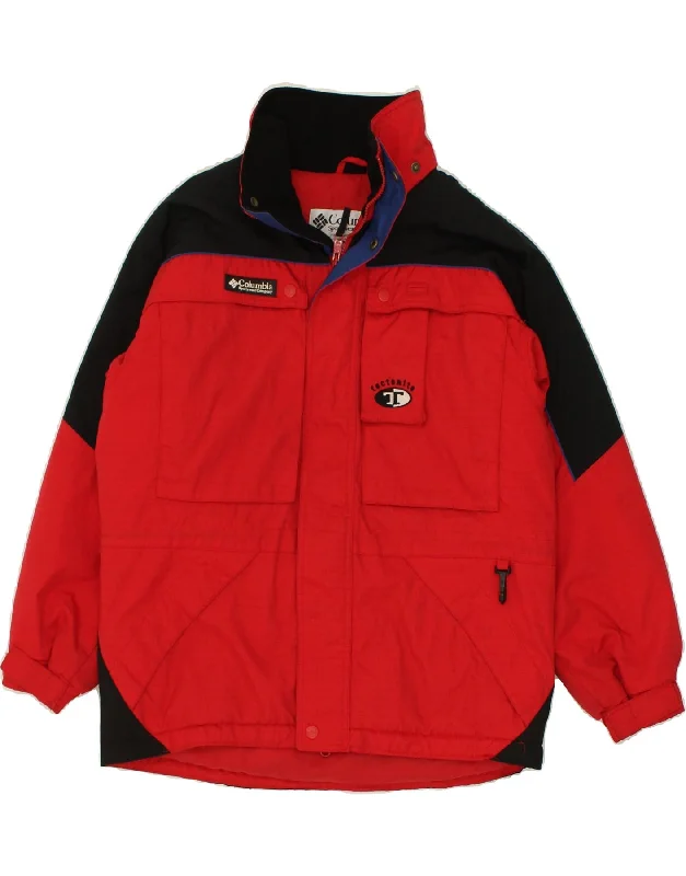 men's comfortable fleece jackets -COLUMBIA Boys Windbreaker Jacket 11-12 Years  Red Colourblock Polyester