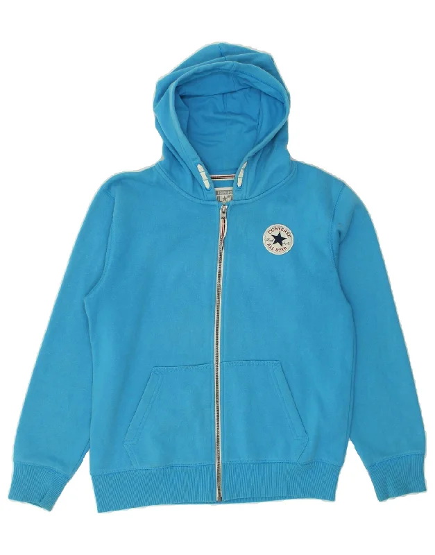 men's long sleeve cardigans -CONVERSE Boys Zip Hoodie Sweater 12-13 Years Large  Blue Cotton