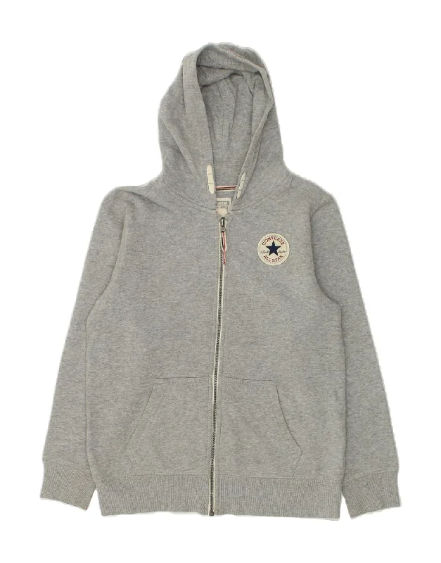 men's premium wool sweaters -CONVERSE Boys Zip Hoodie Sweater 12-13 Years Large  Grey Cotton