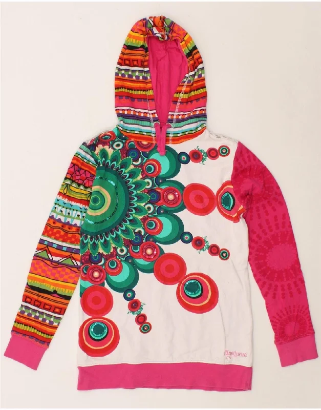 men's warm winter hoodies -DESIGUAL Girls Graphic Hoodie Jumper 13-14 Years Multicoloured Cotton