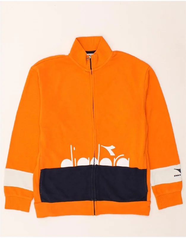 men's lightweight outdoor jackets -DIADORA Boys Graphic Tracksuit Top Jacket 15-16 Years 2XL Orange