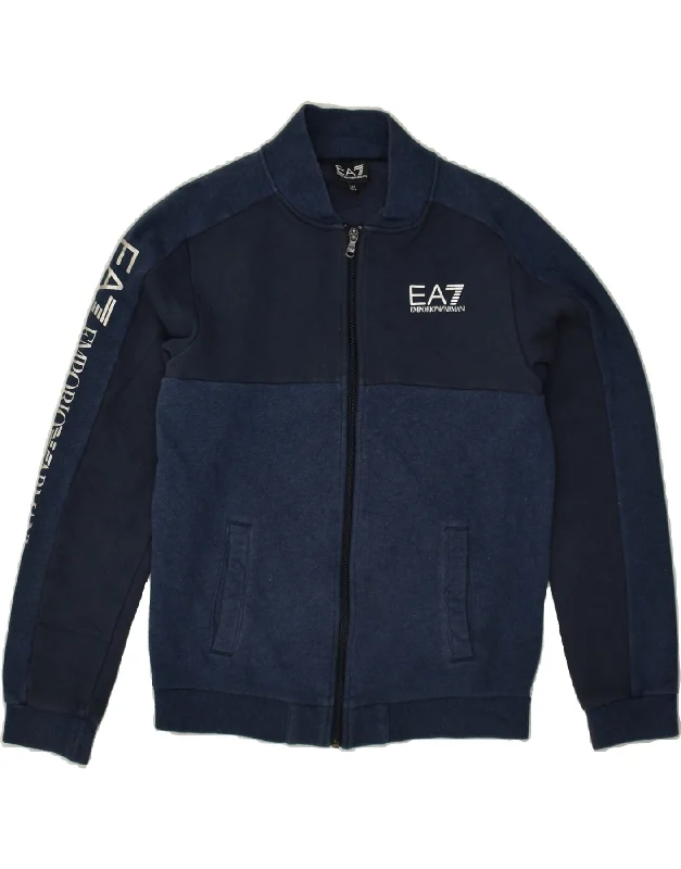 men's warm and insulated jackets -EMPORIO ARMANI Boys Graphic Tracksuit Top Jacket 13-14 Years Navy Blue