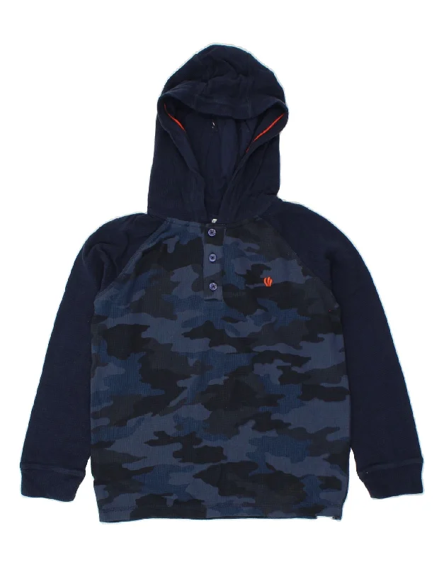 men's trendy oversized hoodies -FAT FACE Boys Hoodie Jumper 10-11 Years Navy Blue Camouflage Cotton