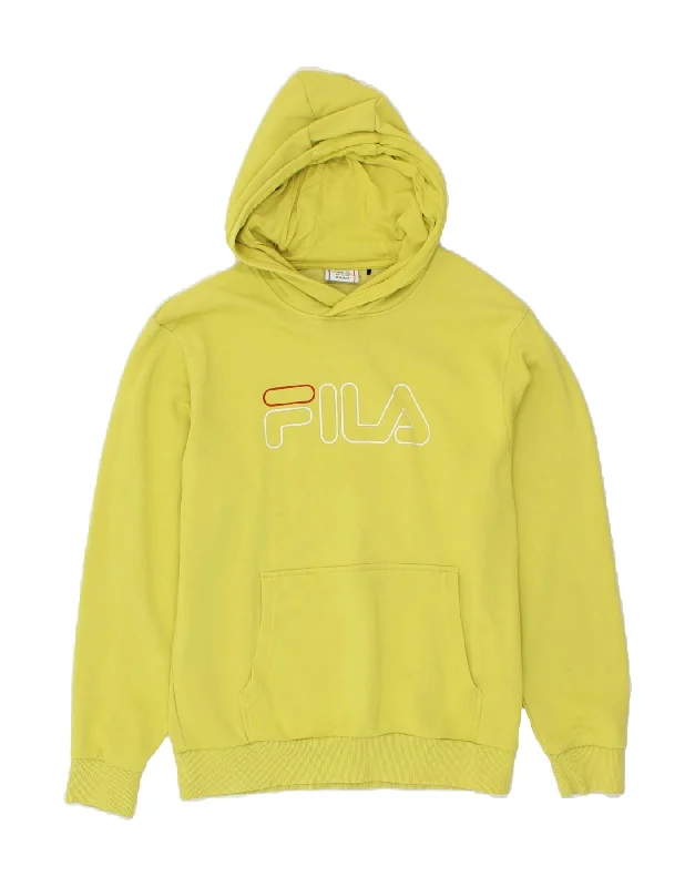 men's hoodie for running -FILA Boys Graphic Hoodie Jumper 13-14 Years Green Cotton