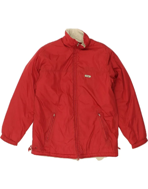 men's travel jackets -FILA Boys Windbreaker Jacket 15-16 Years XL Red Polyester