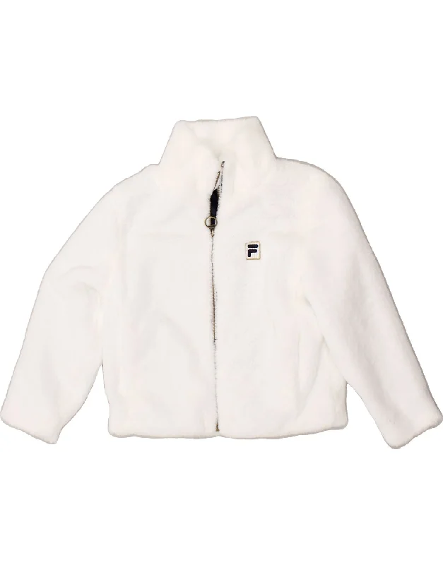 men's waterproof jackets -FILA Girls Graphic Fleece Jacket 9-10 Years White Polyester