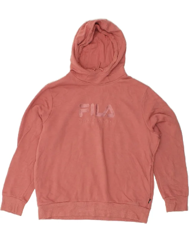 men's graphic print hoodies -FILA Girls Graphic Hoodie Jumper 15-16 Years Pink Cotton