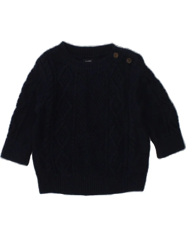 men's designer sweaters -GAP Baby Boys Crew Neck Jumper Sweater 3-6 Months Navy Blue Cotton